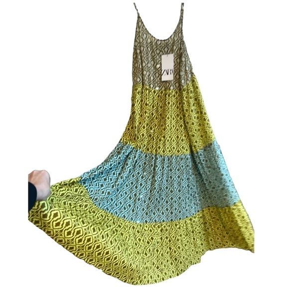 ZARA | Women’s Cotton Multicolored Patchwork Sleeveless Midi Dress | Size M - Picture 13 of 14